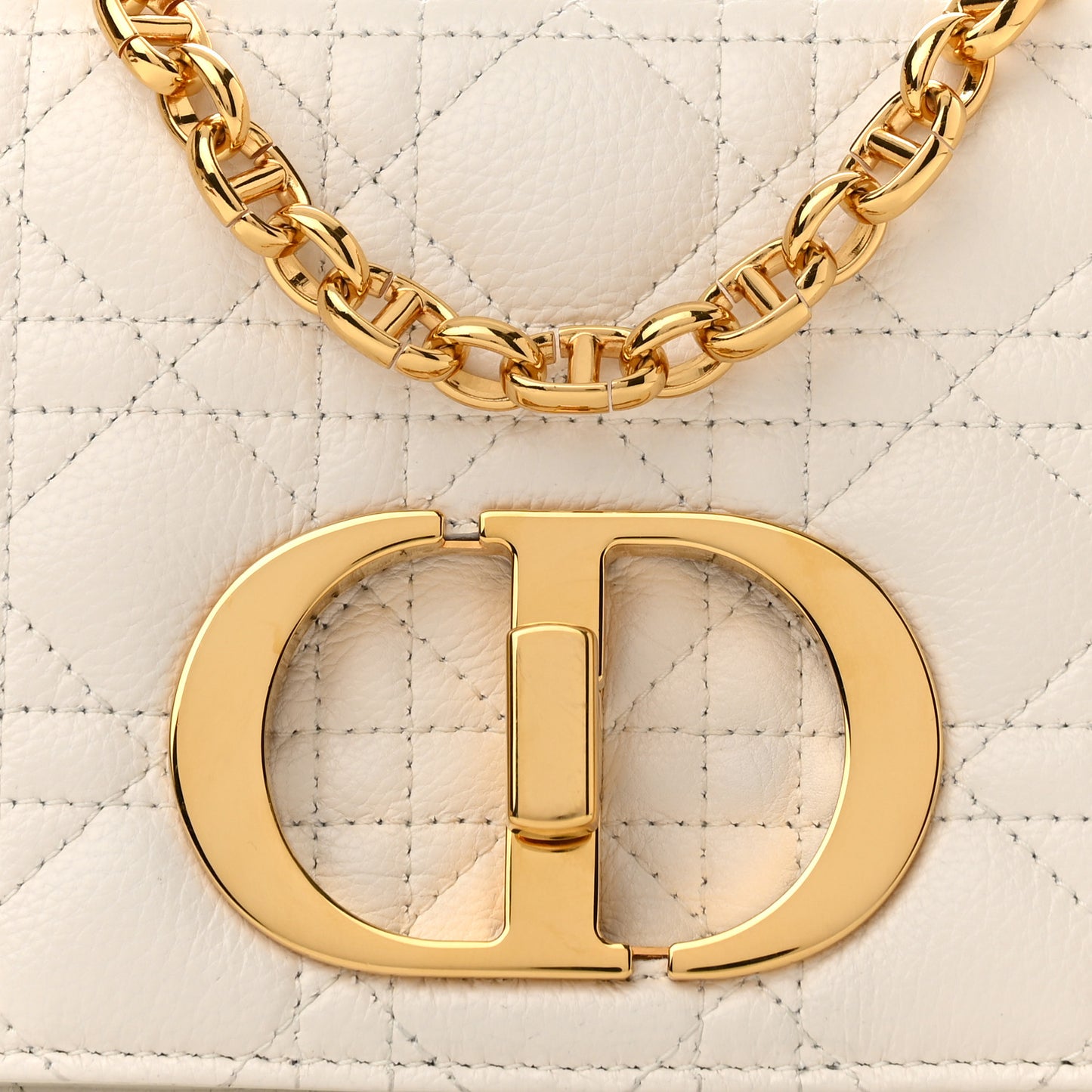 Calfskin Cannage Small Caro Bag Ivory