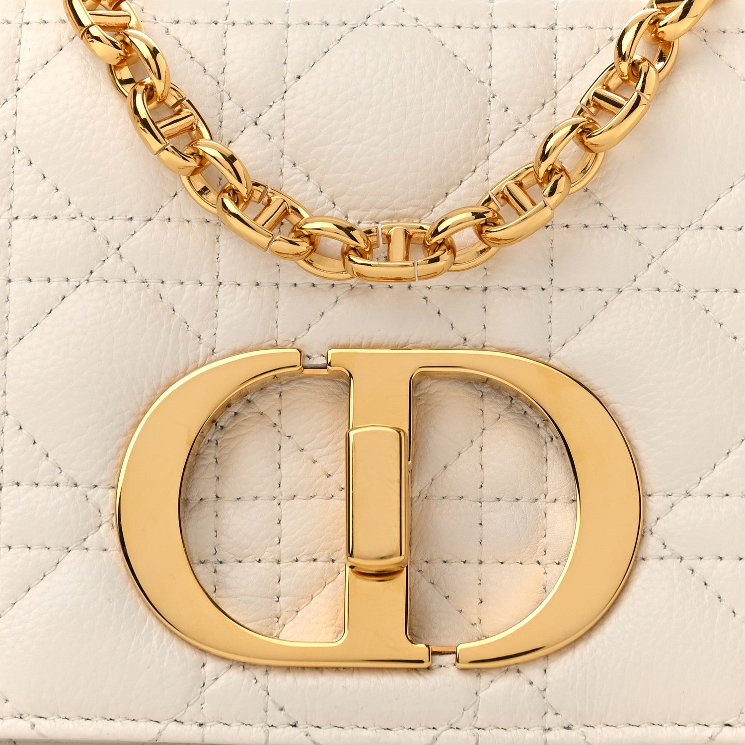 Christian Dior Calfskin Cannage Small Caro Bag Ivory 8 of 12