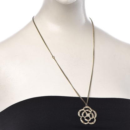 Chanel Crystal Pearl Camellia Necklace Gold 2 of 6