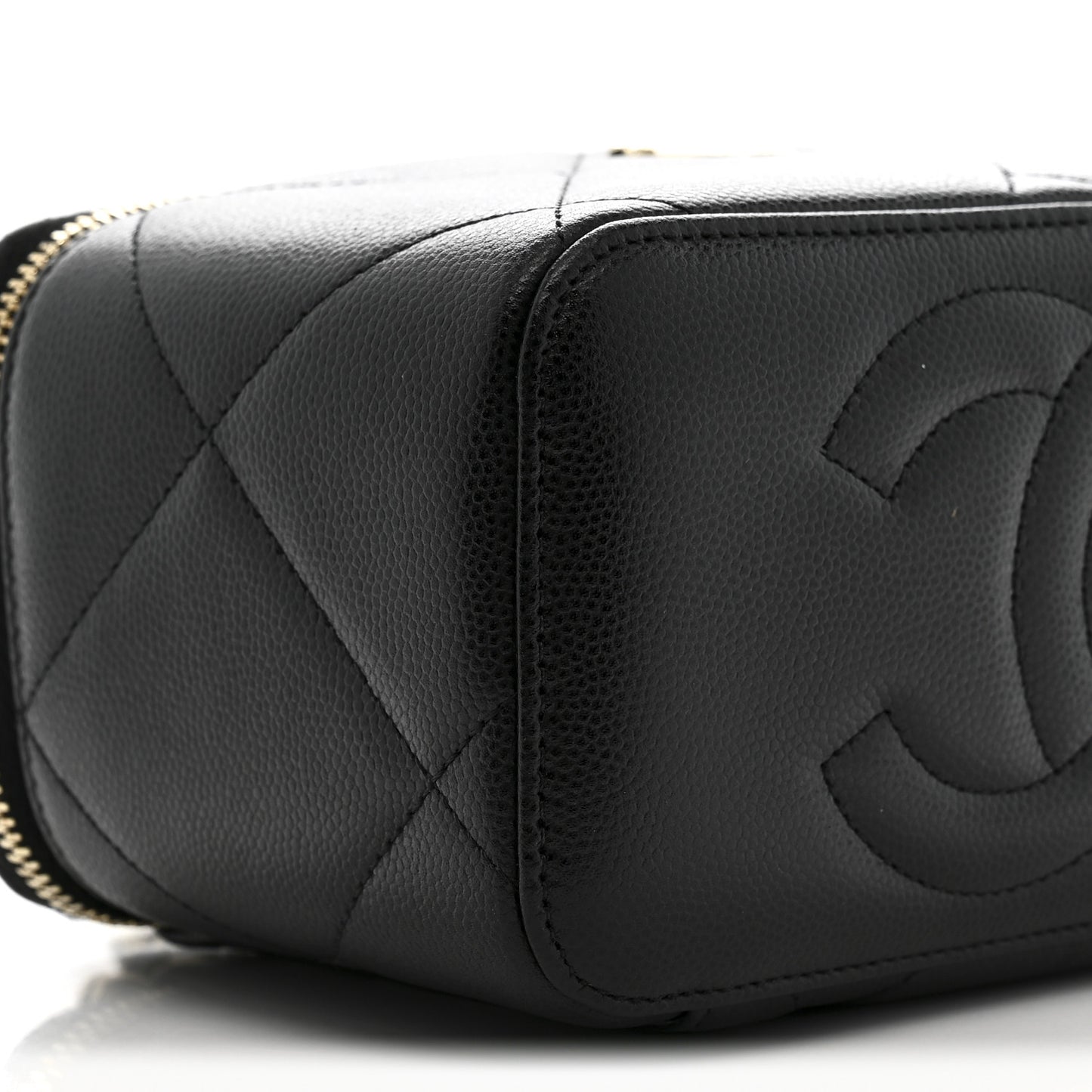 Caviar Quilted Top Handle Long Vanity Black