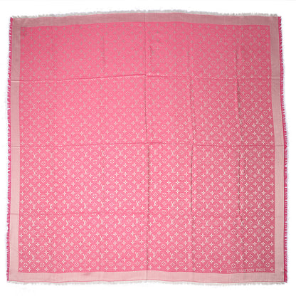 Louis Vuitton Silk Wool Monogram Denim Shawl Pivoine 3 of 5