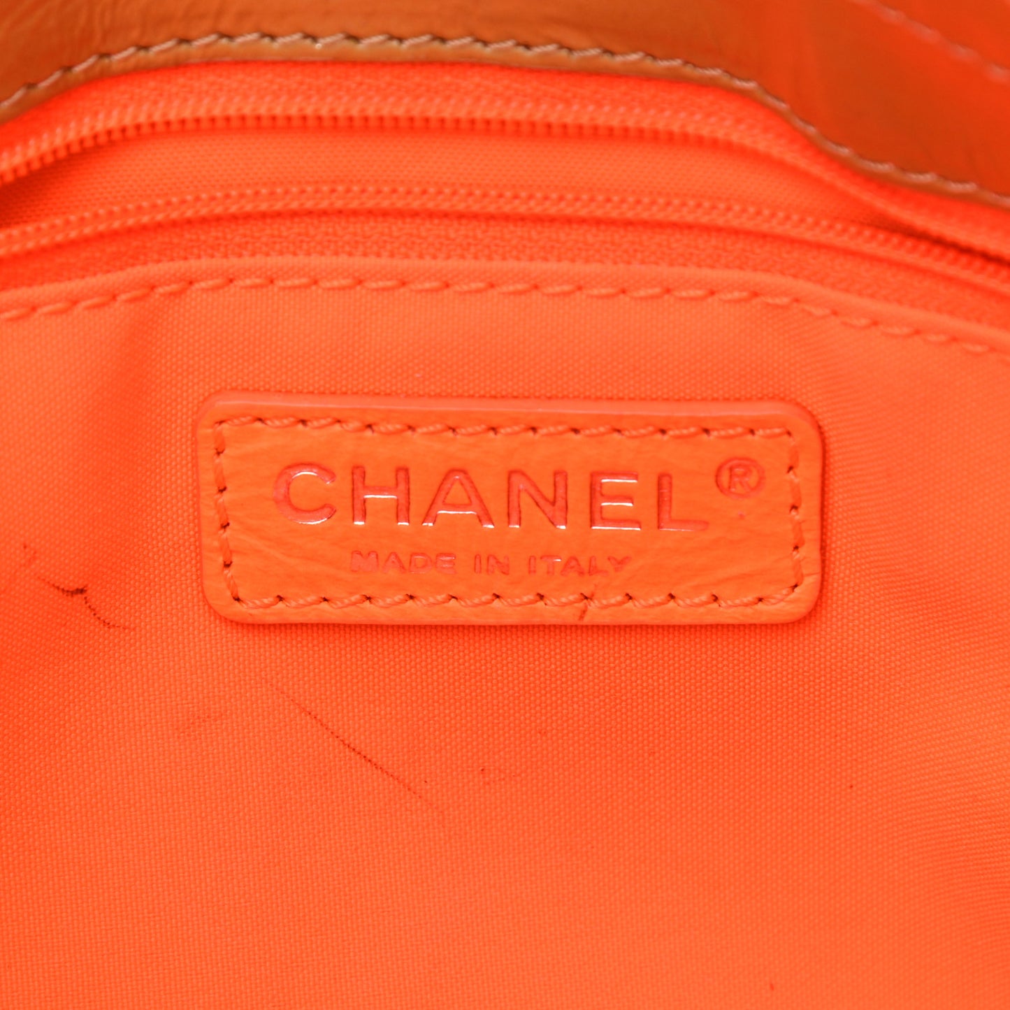 Patent Quilted Day Glo Flap Bag Beige