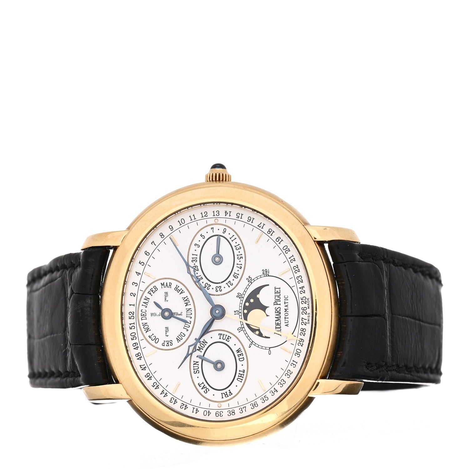 Audemars Piguet 18K Yellow Gold Alligator 39mm Millenary Perpetual Calendar Automatic Watch 25777BA.OO.D001CR.01 2 of 4