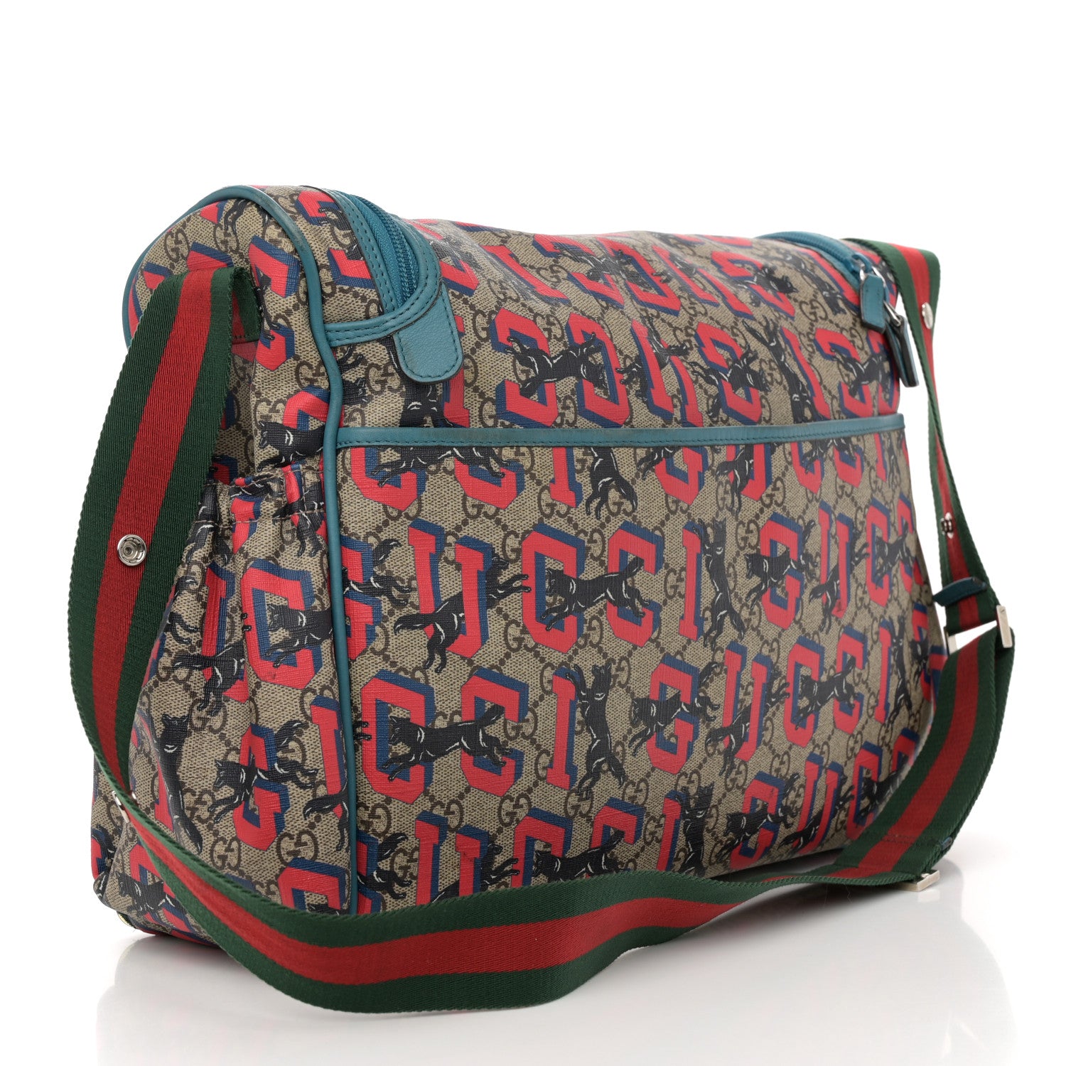Gucci GG Supreme Monogram Gucci Wolf Diaper Bag Beige Red 3 of 23