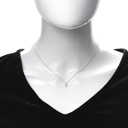Tiffany 18K White Gold Diamond Mini Cross Pendant Necklace 2 of 6