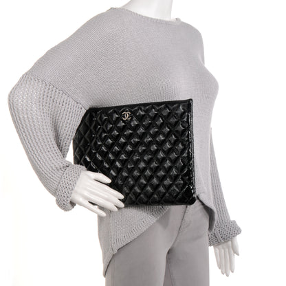 Chanel Patent Quilted Large Cosmetic Case Black 2 of 8