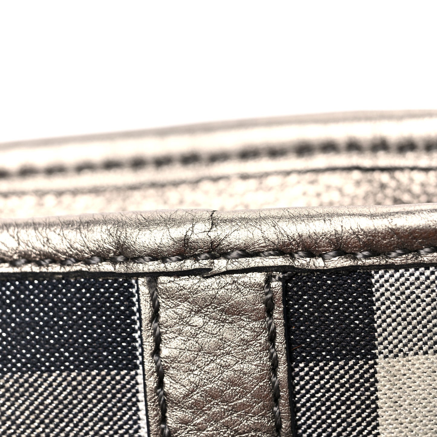 Metallic Calfskin House Check Tote Pewter