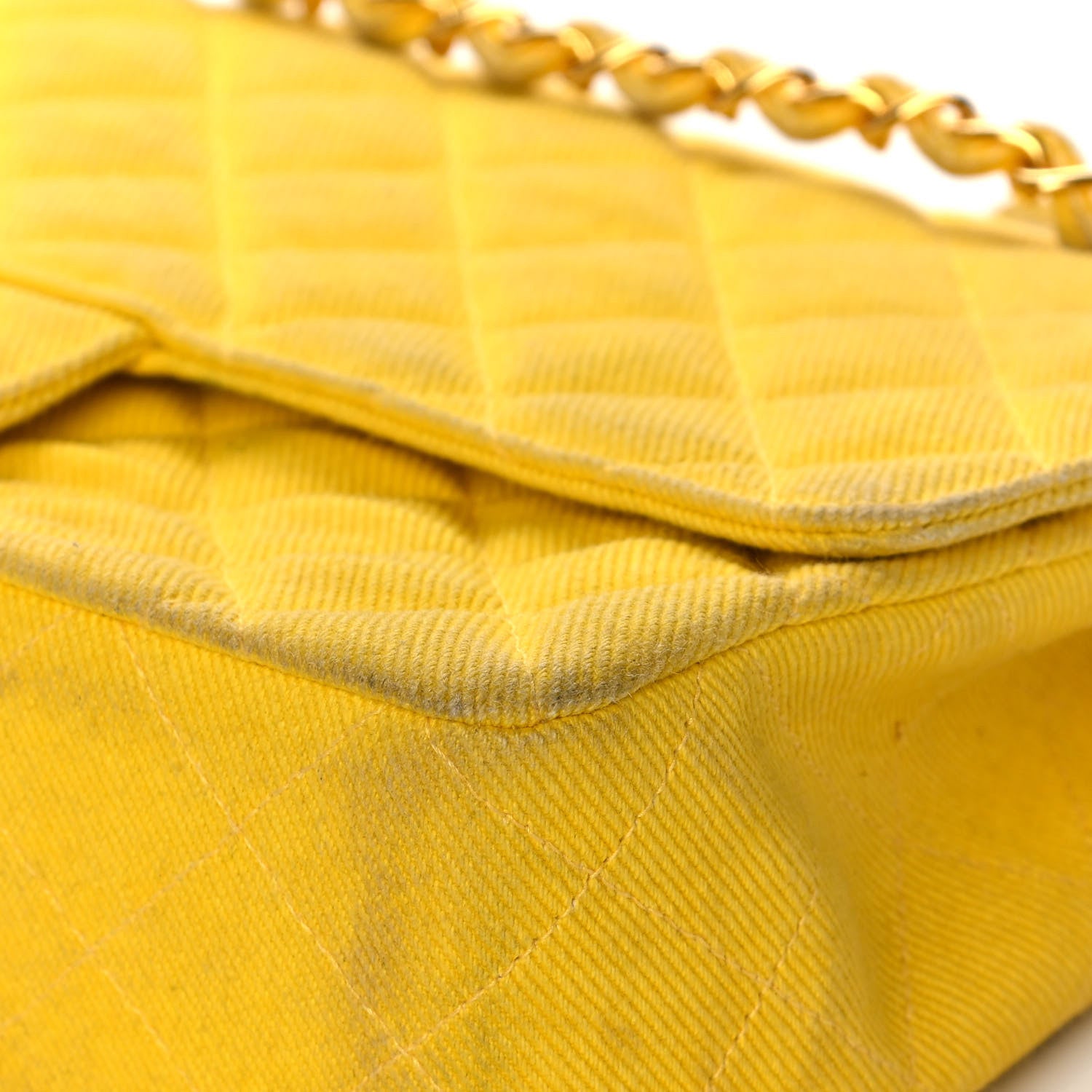 Chanel Jersey Quilted Medium Single Flap Yellow 10 of 16