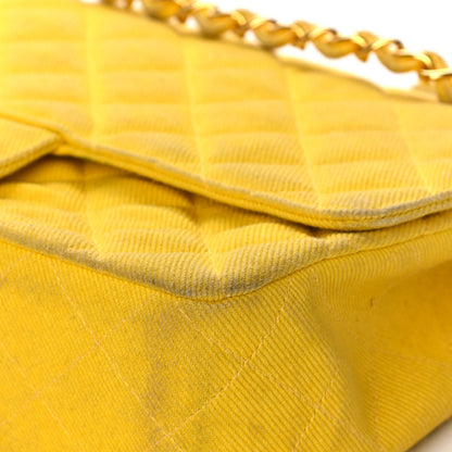 Chanel Jersey Quilted Medium Single Flap Yellow 10 of 16