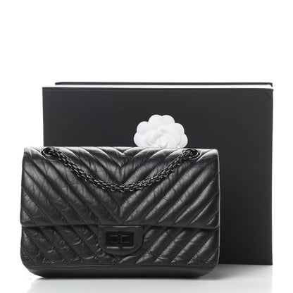 Chanel Aged Calfskin Chevron Quilted 2.55 Reissue 225 Flap So Black 17 of 17
