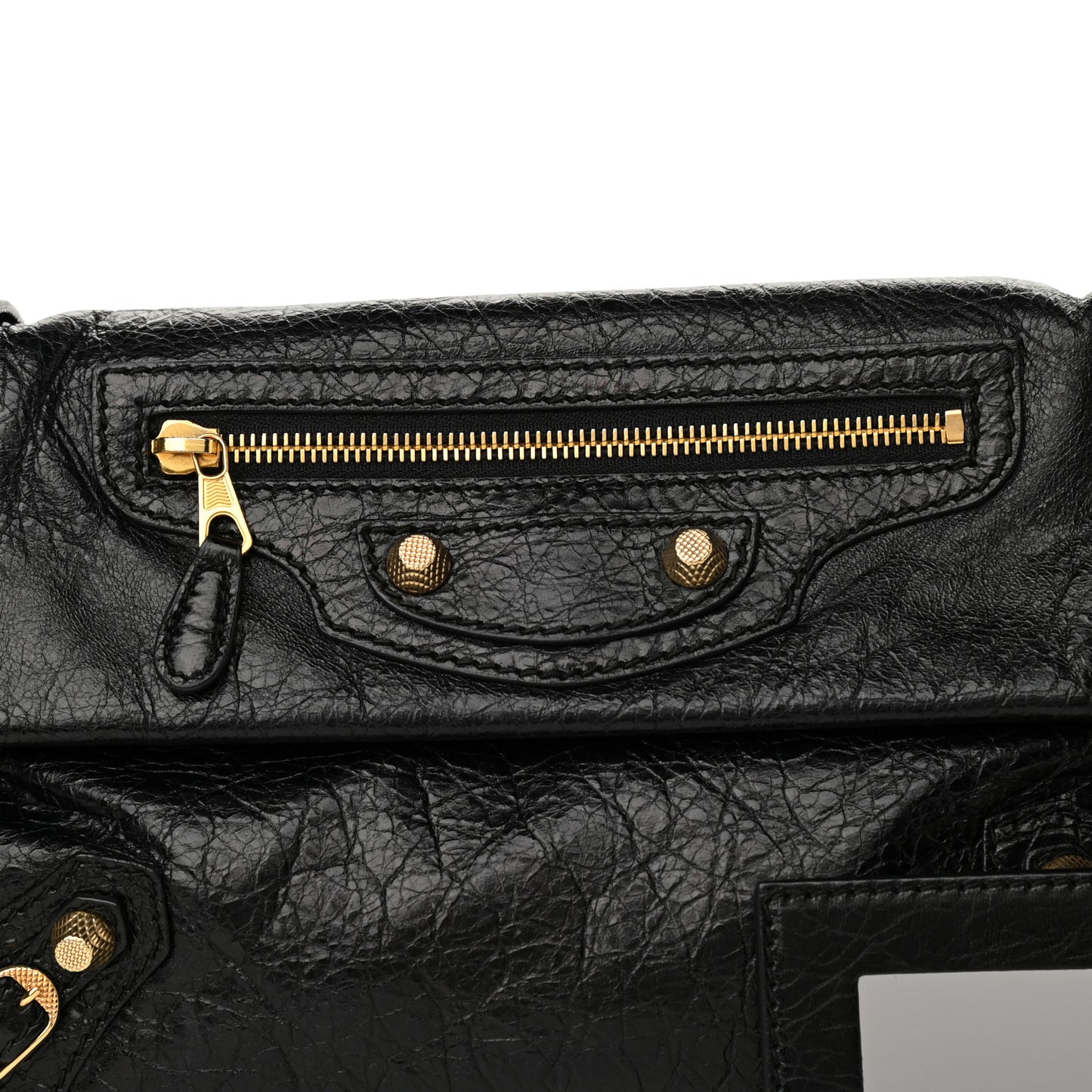 Agneau Giant 12 Gold Hardware Envelope Strap Clutch Black
