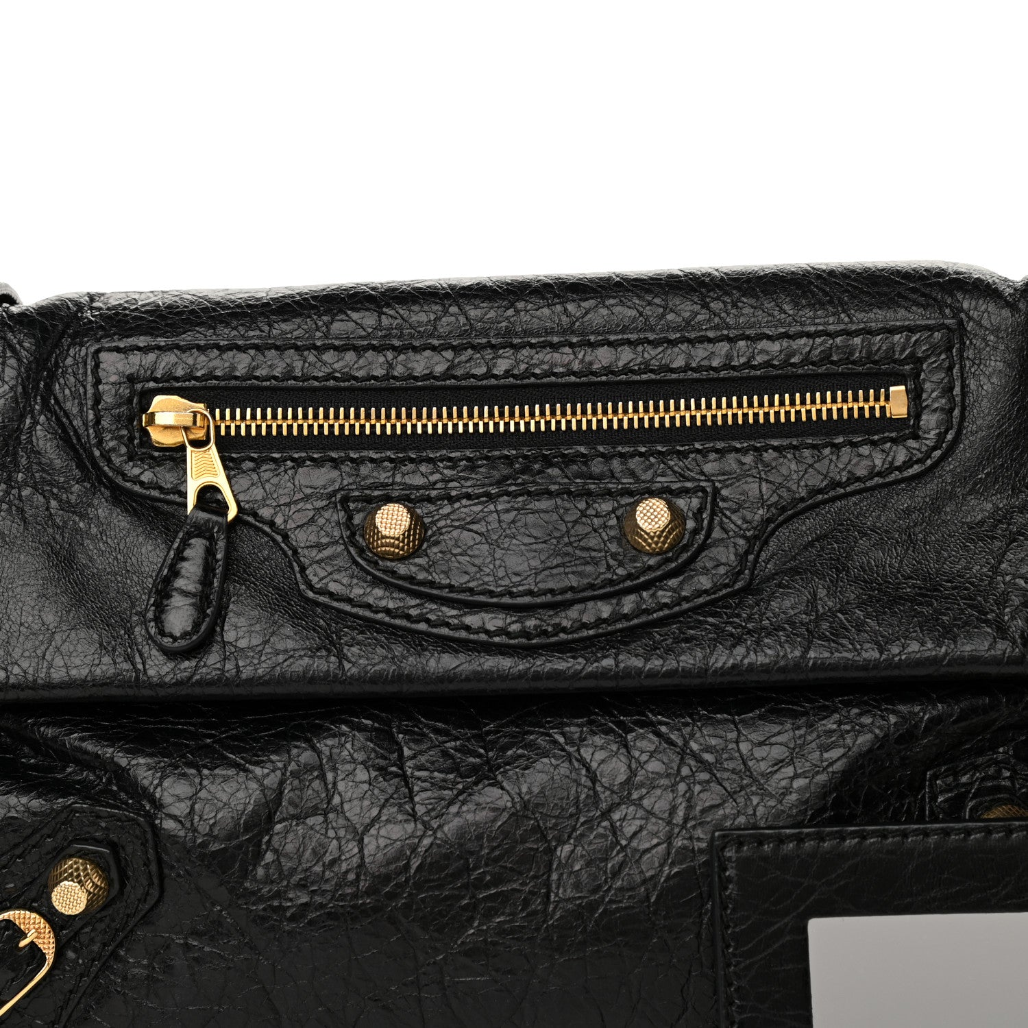 Balenciaga Agneau Giant 12 Gold Hardware Envelope Strap Clutch Black 6 of 8