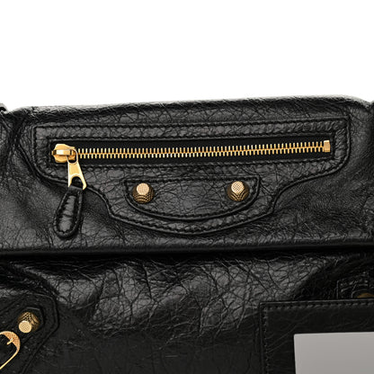 Balenciaga Agneau Giant 12 Gold Hardware Envelope Strap Clutch Black 6 of 8