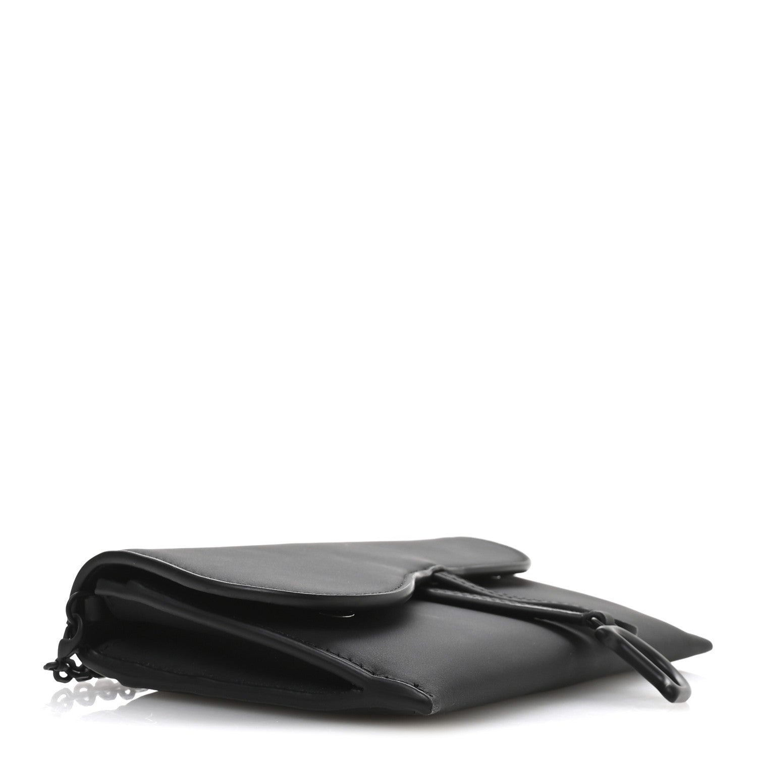 Christian Dior Ultra Matte Calfskin Saddle Chain Wallet Pouch Black 5 of 12