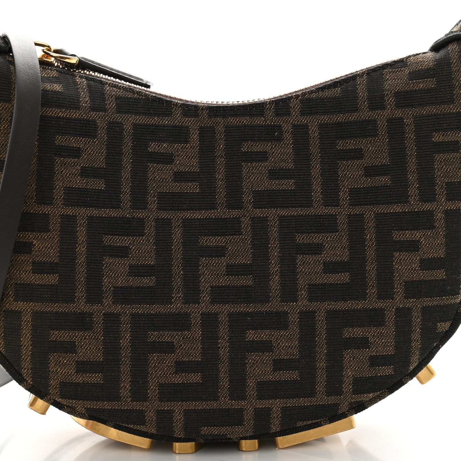 Fendi Fabric Jacquard Vitello Grace FF 1974 Mini Fendigraphy Hobo Bag Tobacco Moro Ebano 8 of 12