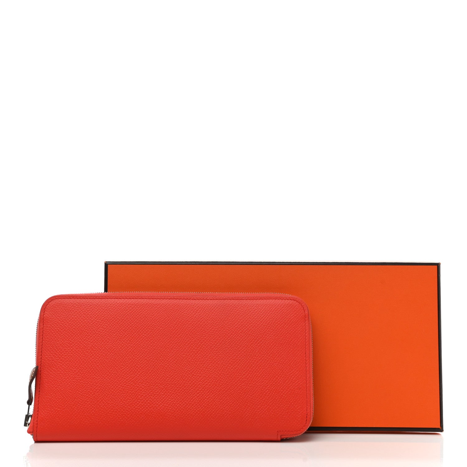 Hermes Epsom Silk'in Wallet Orange Poppy Bleu Saint Cyr 9 of 9