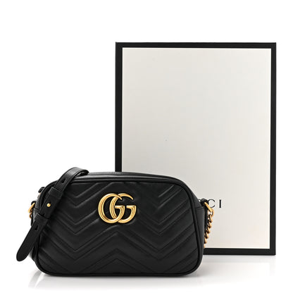Gucci Calfskin Matelasse Small GG Marmont Chain Shoulder Bag Black 15 of 15