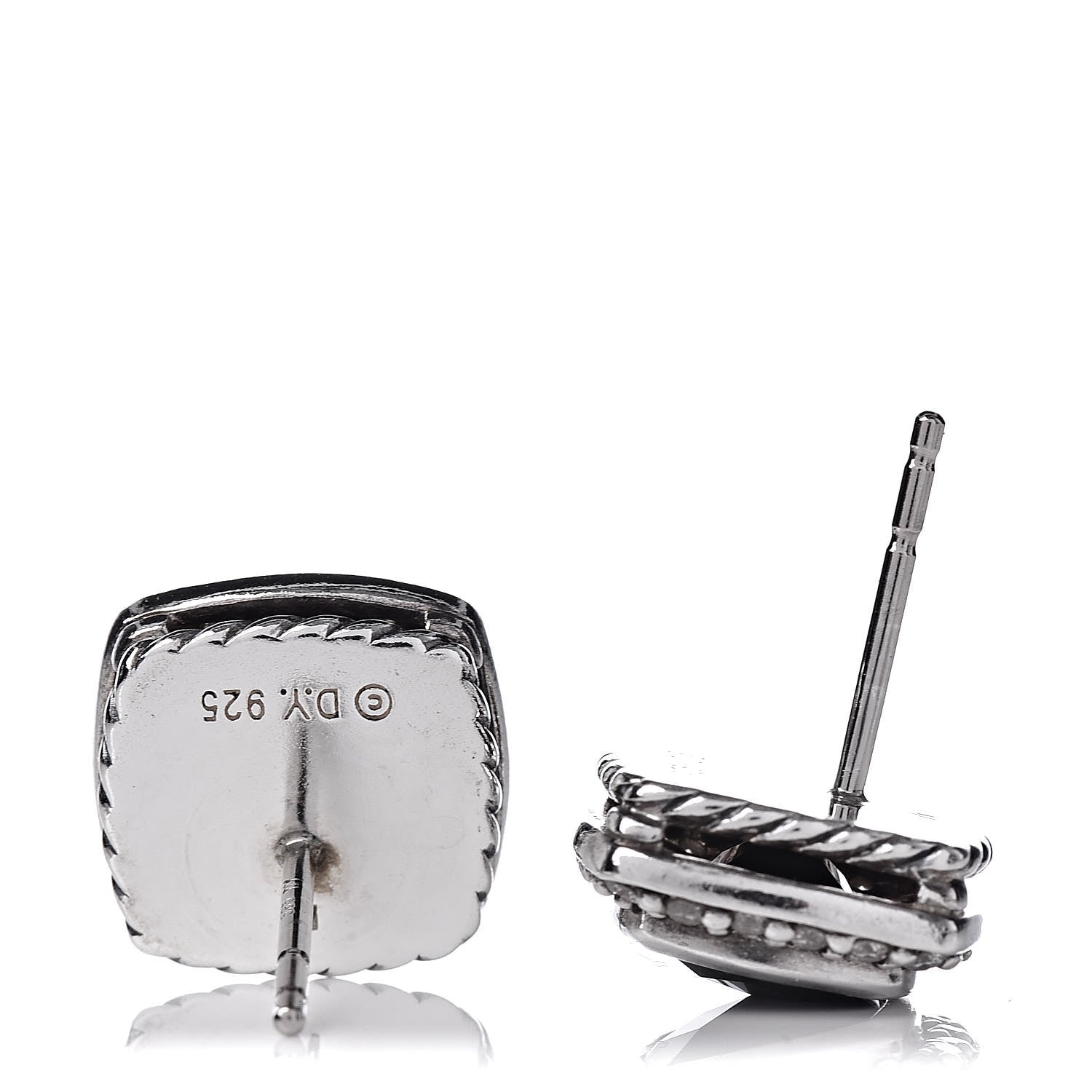 David Yurman Sterling Silver Diamond Black Onyx 7mm Petite Albion Earrings 4 of 4