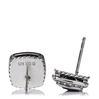 David Yurman Sterling Silver Diamond Black Onyx 7mm Petite Albion Earrings 4 of 4