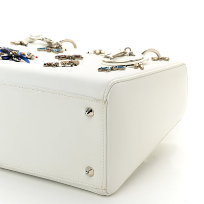 Christian Dior Smooth Calfskin Embellished Dragonfly Medium Lady Dior White Multicolor 10 of 11