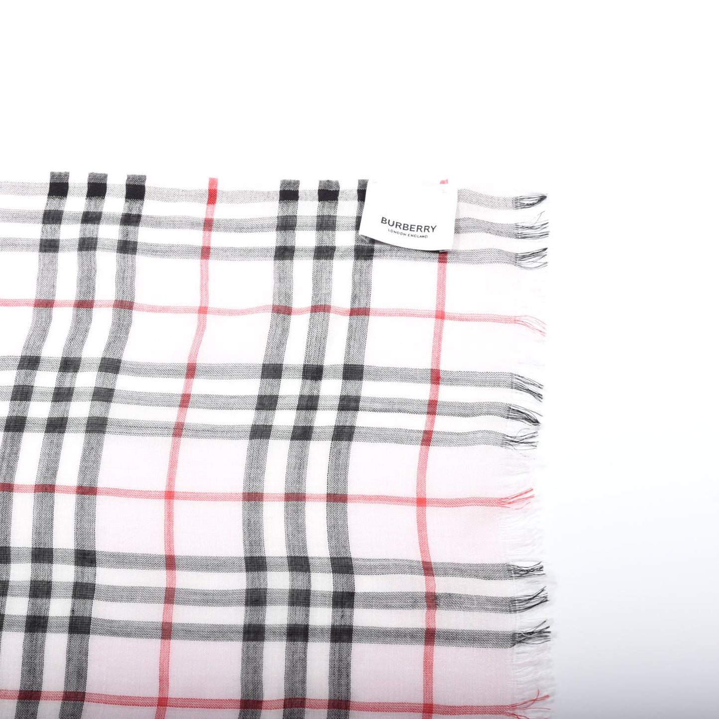 Wool Silk Gauze Vintage Check Scarf Alabaster Pink