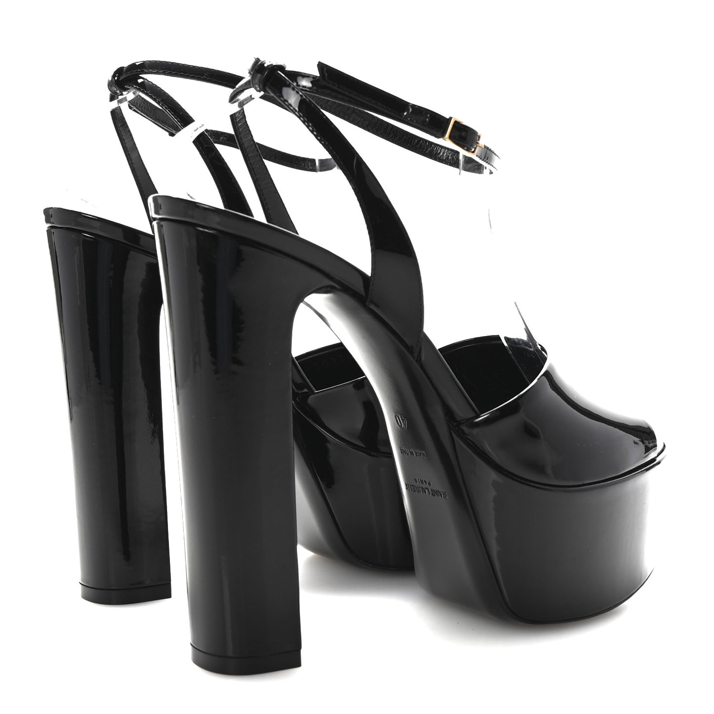 Patent Jodie 95 Platform Sandals 40 Black
