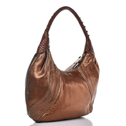 Fendi Nappa Fortuny Hologram Spy Hobo Bag Tobacco Oro Ambrato 3 of 8