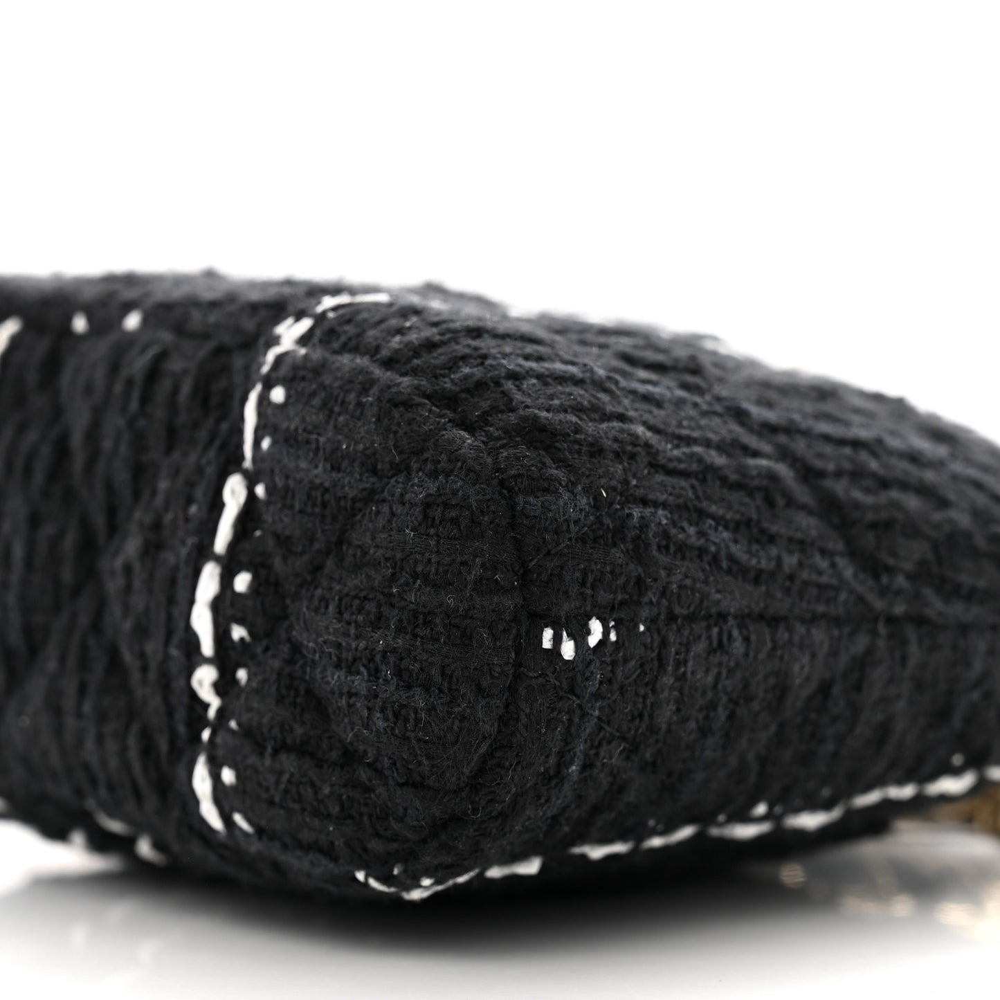Tweed Quilted Mini Clutch With Chain Black White