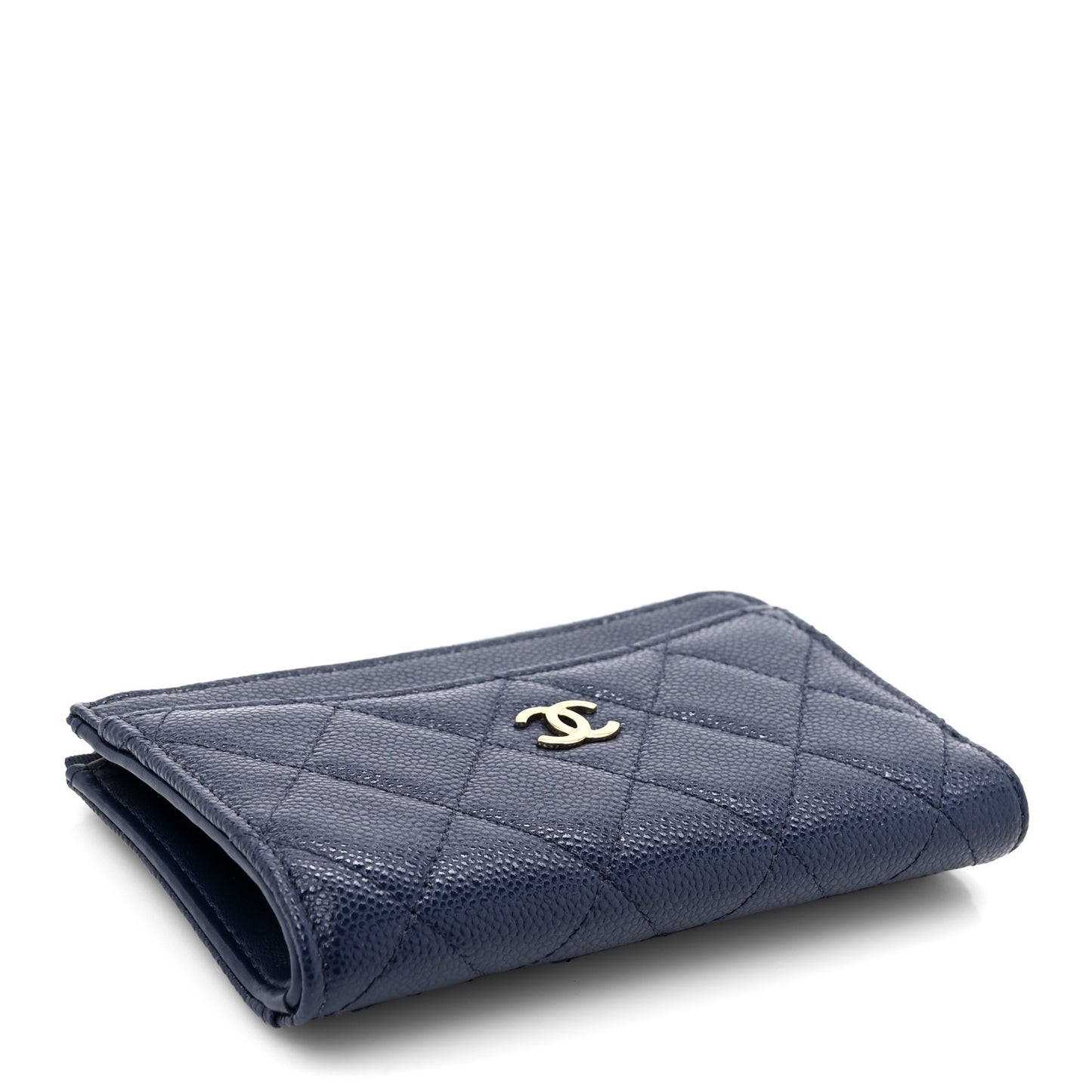 Caviar Quilted CC Zip Around Card Holder Navy