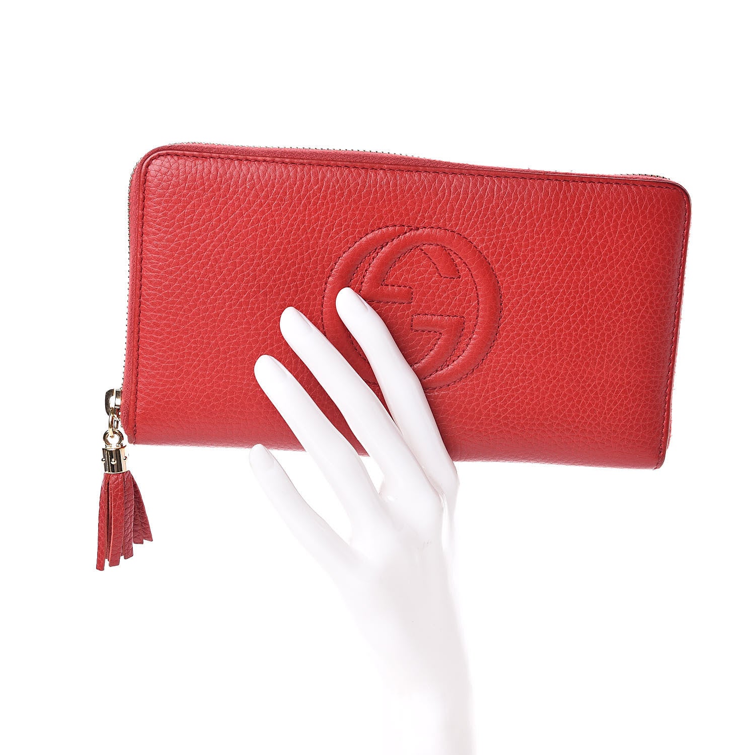 Gucci Pebbled Calfskin Soho Zip Around Wallet Red 2 of 7