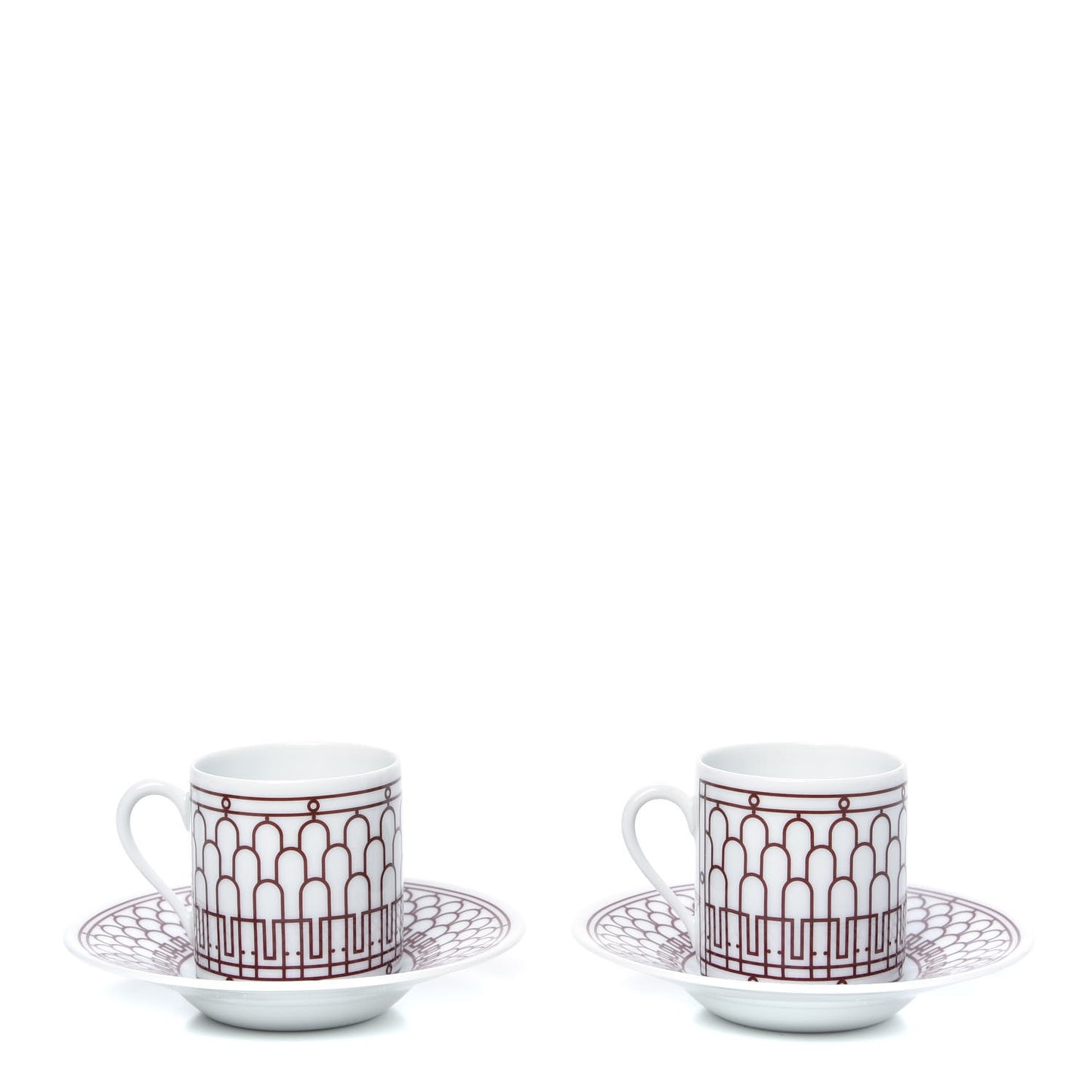 Porcelain H Deco Coffee Cup And Saucer Set Of 2 Rouge