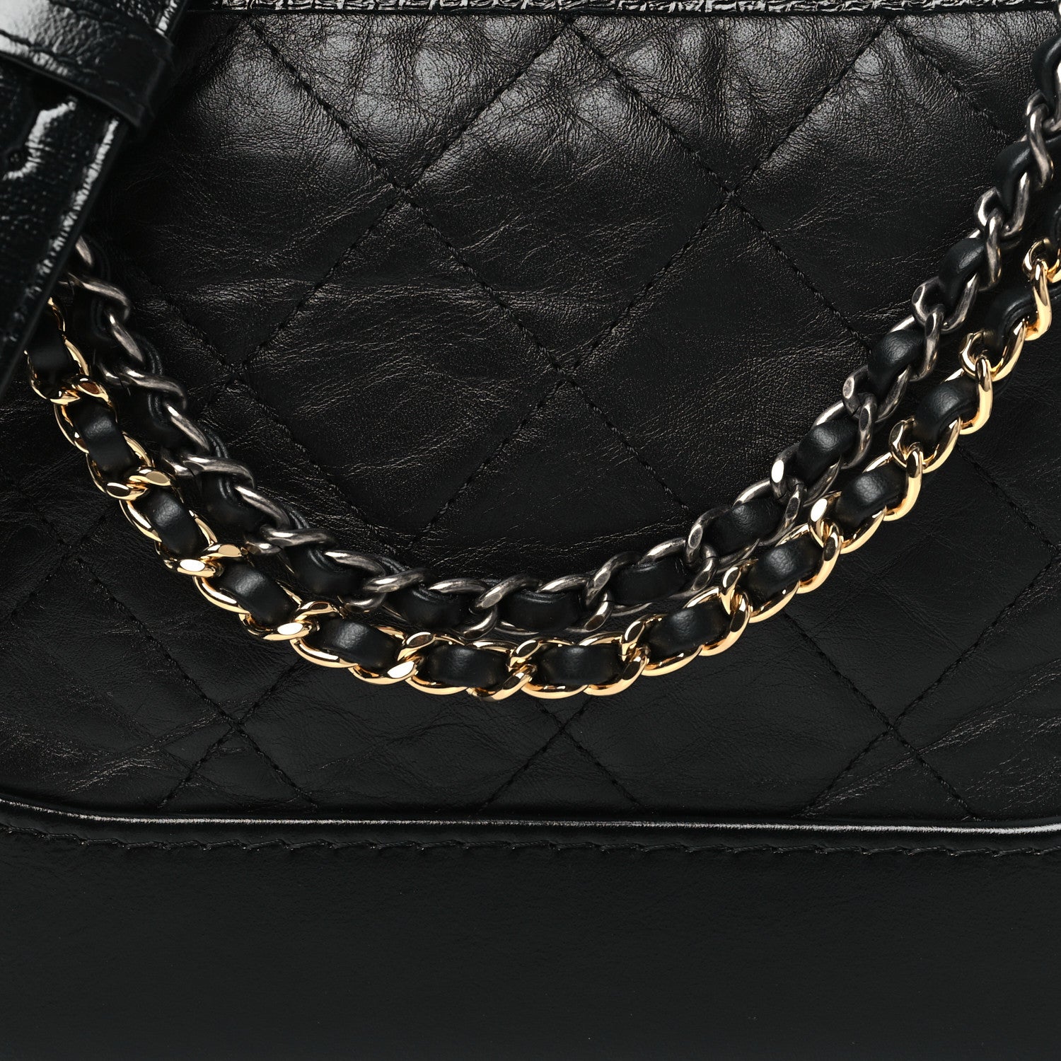 Chanel Aged Calfskin Quilted Small Gabrielle Hobo Black 7 of 9