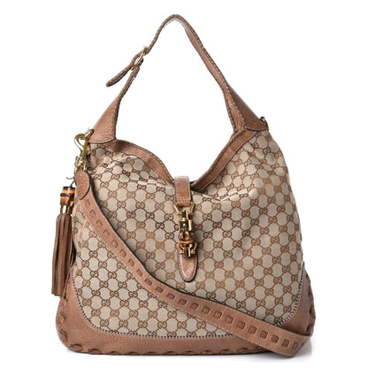 Gucci Monogram Large New Jackie Shoulder Bag Brown 1 of 15