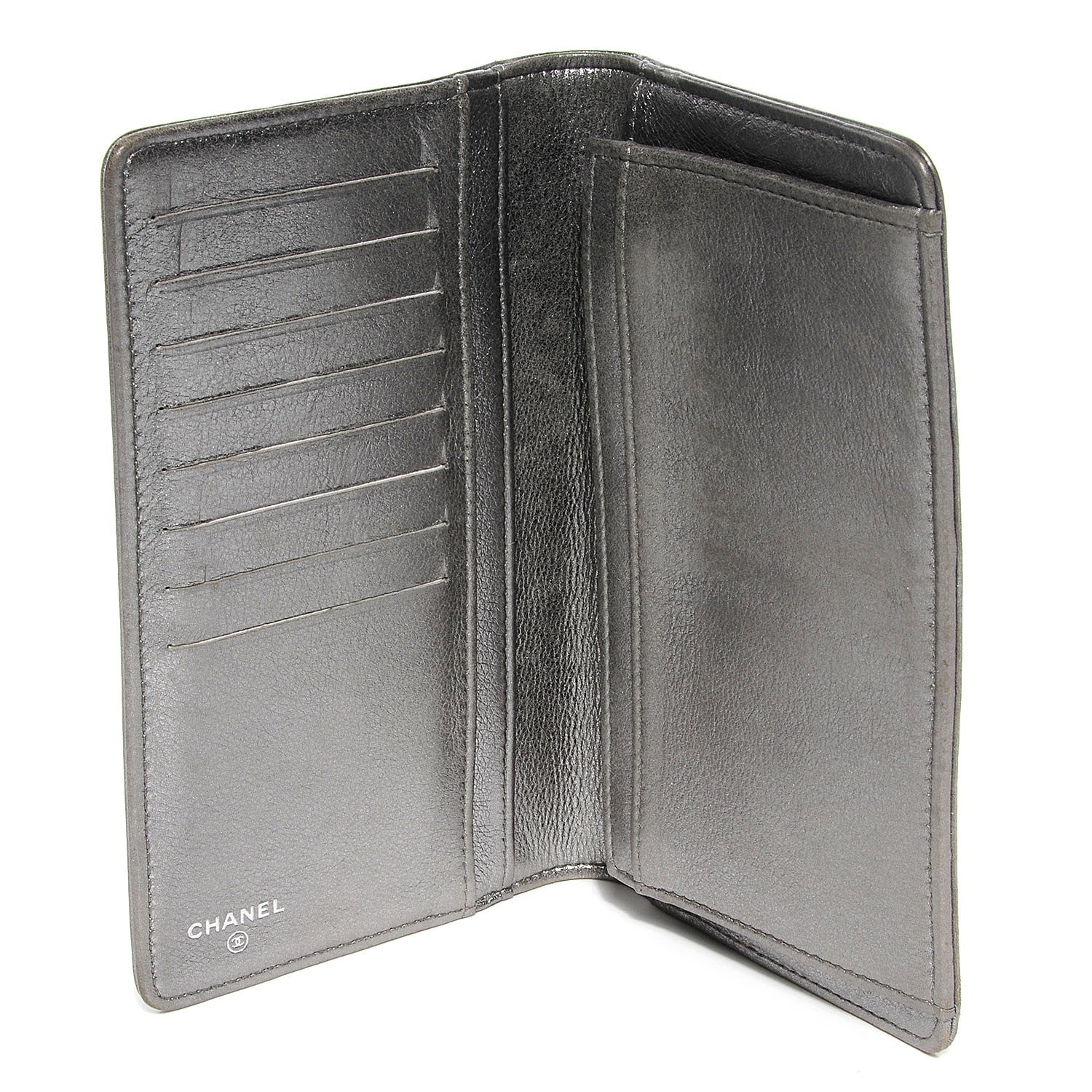 Chanel Metallic Calfskin Quilted Boy Yen Wallet Silver 6 of 8