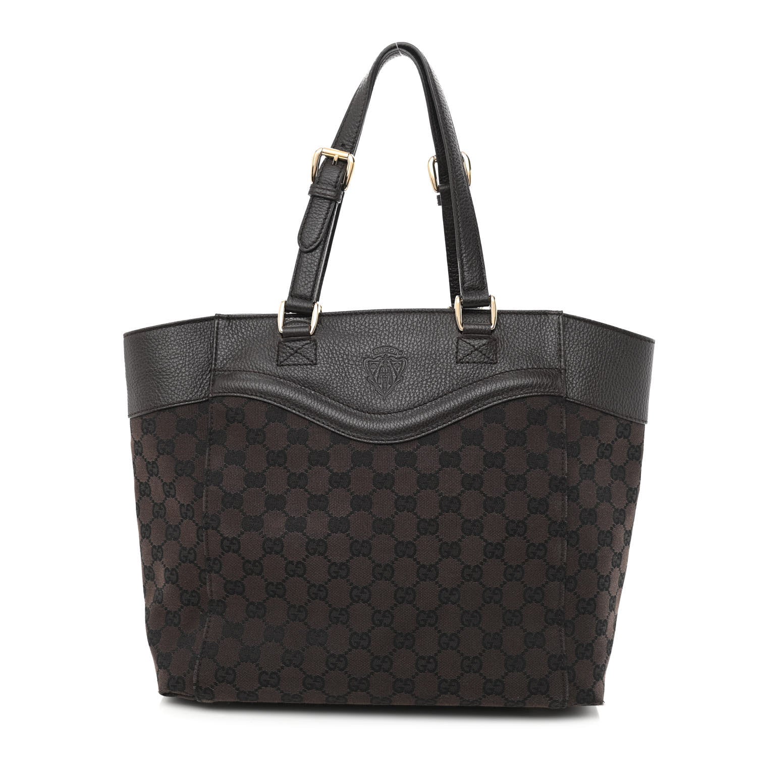 Gucci Monogram Crest Tote Brown 1 of 11