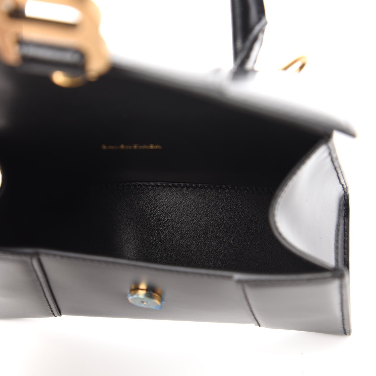 Balenciaga Shiny Box Calfskin Hourglass Top Handle Bag XS Black 5 of 9