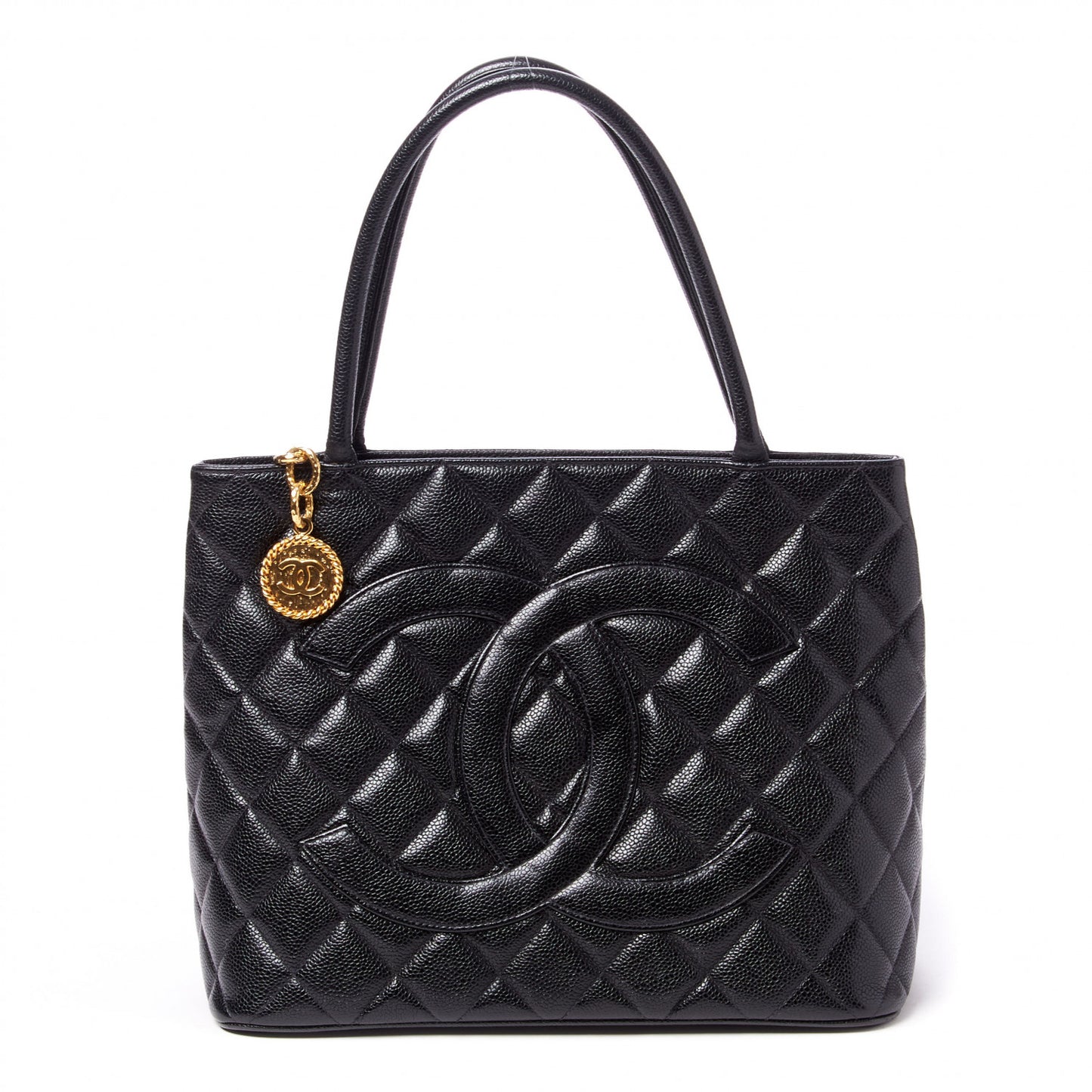 Caviar Quilted Medallion Tote Black