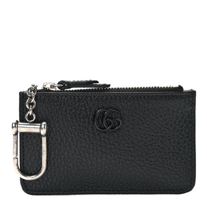 Gucci Dollar Calfskin Enamel Monochrome GG Marmont Key Case Card Holder Black 1 of 7