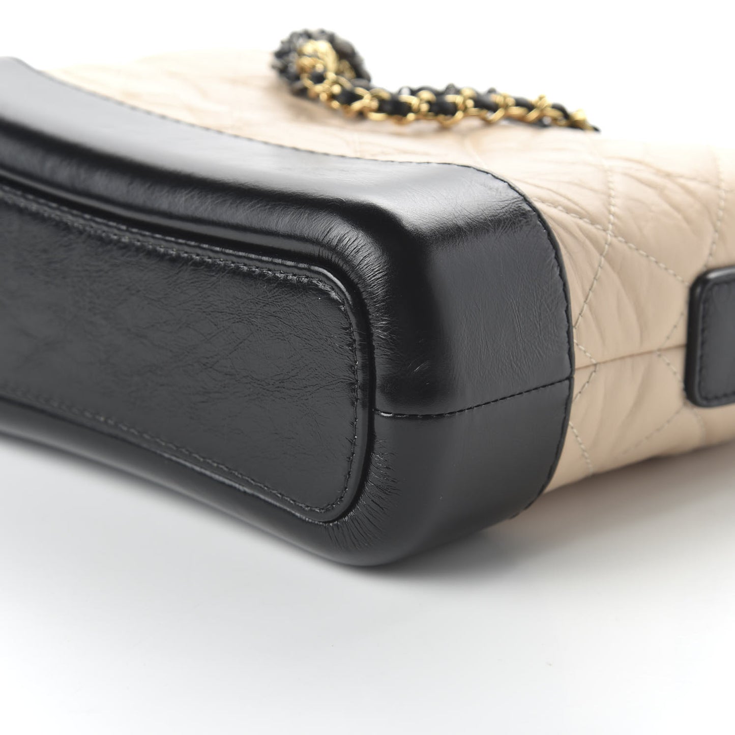 Aged Calfskin Quilted Small Gabrielle Hobo Beige Black