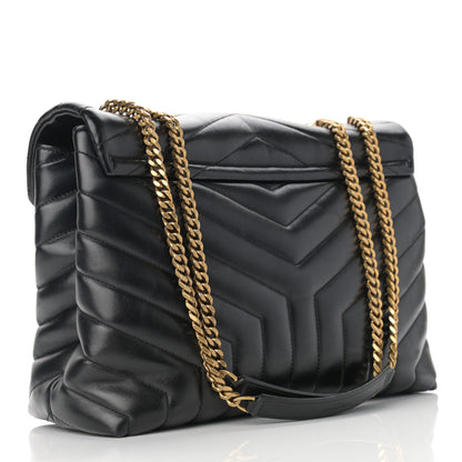 Saint Laurent Calfskin Y Quilted Monogram Medium Loulou Chain Satchel Black 3 of 9