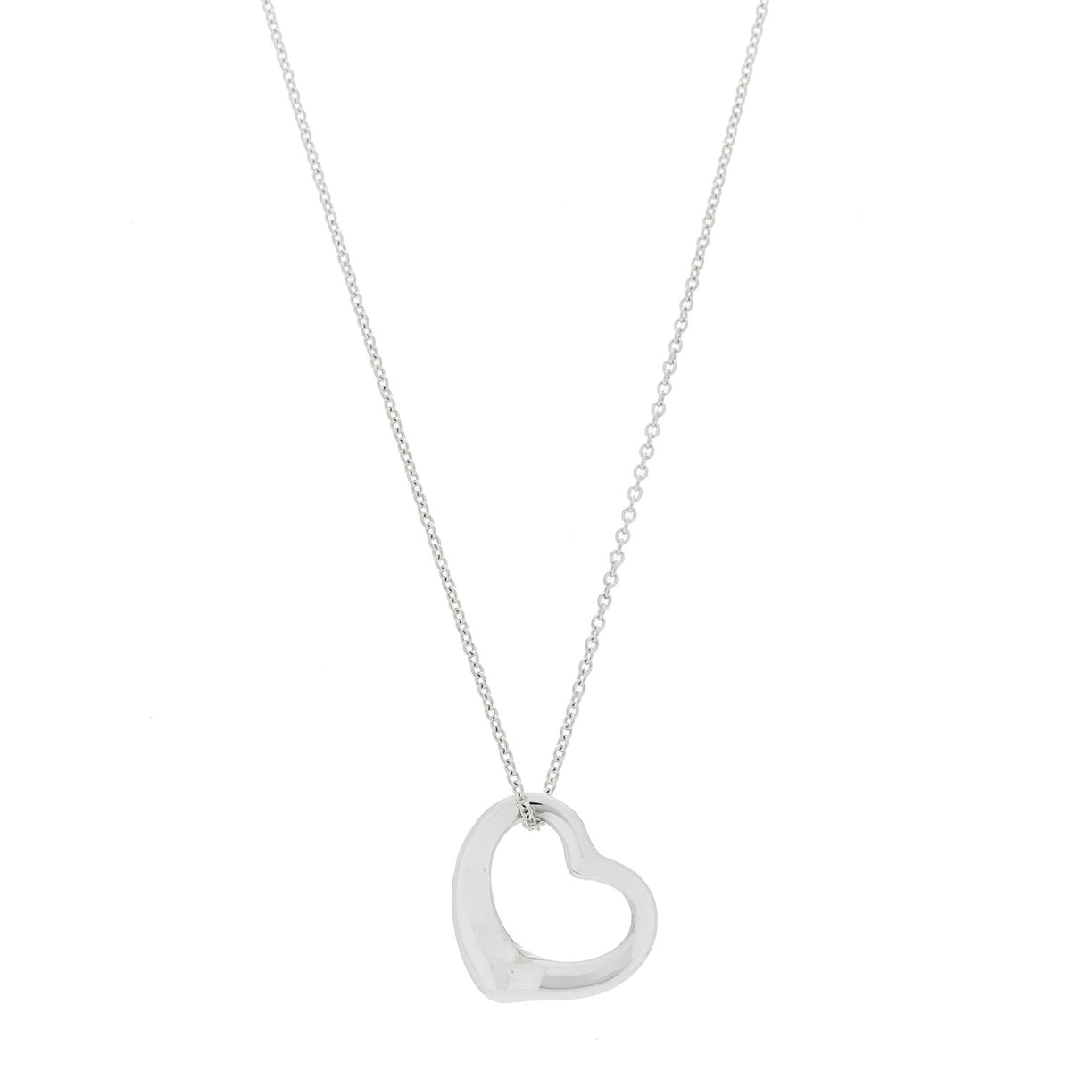 Tiffany Sterling Silver 16mm Elsa Peretti Open Heart Pendant Necklace 1 of 6
