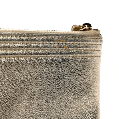 Chanel Metallic Goatskin Lambskin Medium Boy Cosmetic Case Black Gold 9 of 9