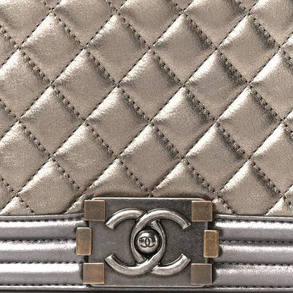 Chanel Metallic Calfskin Quilted Medium Boy Flap Khaki 8 of 10