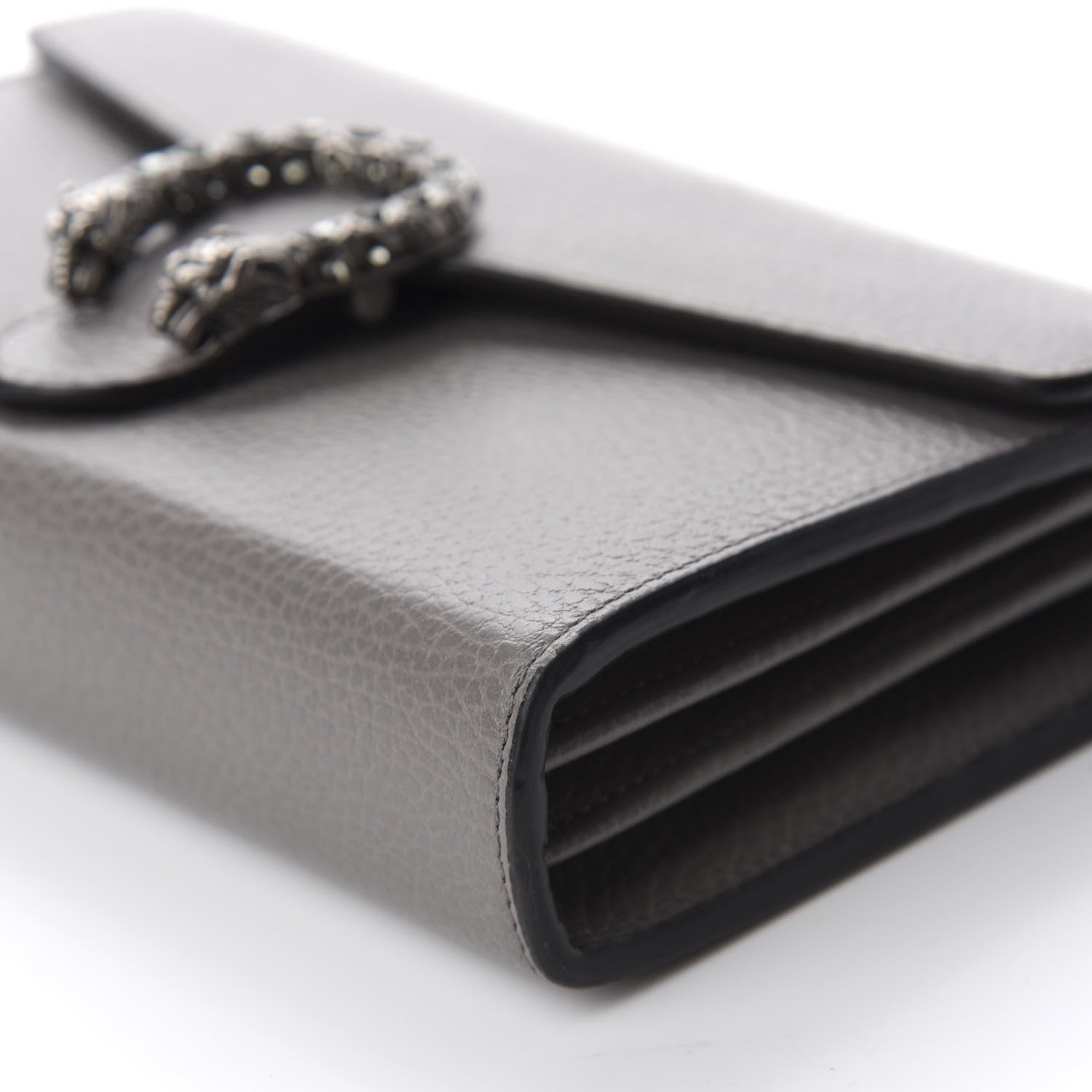 Gucci Dollar Calfskin Crystal Mini Dionysus Chain Wallet Dusty Grey Black Diamond 7 of 10