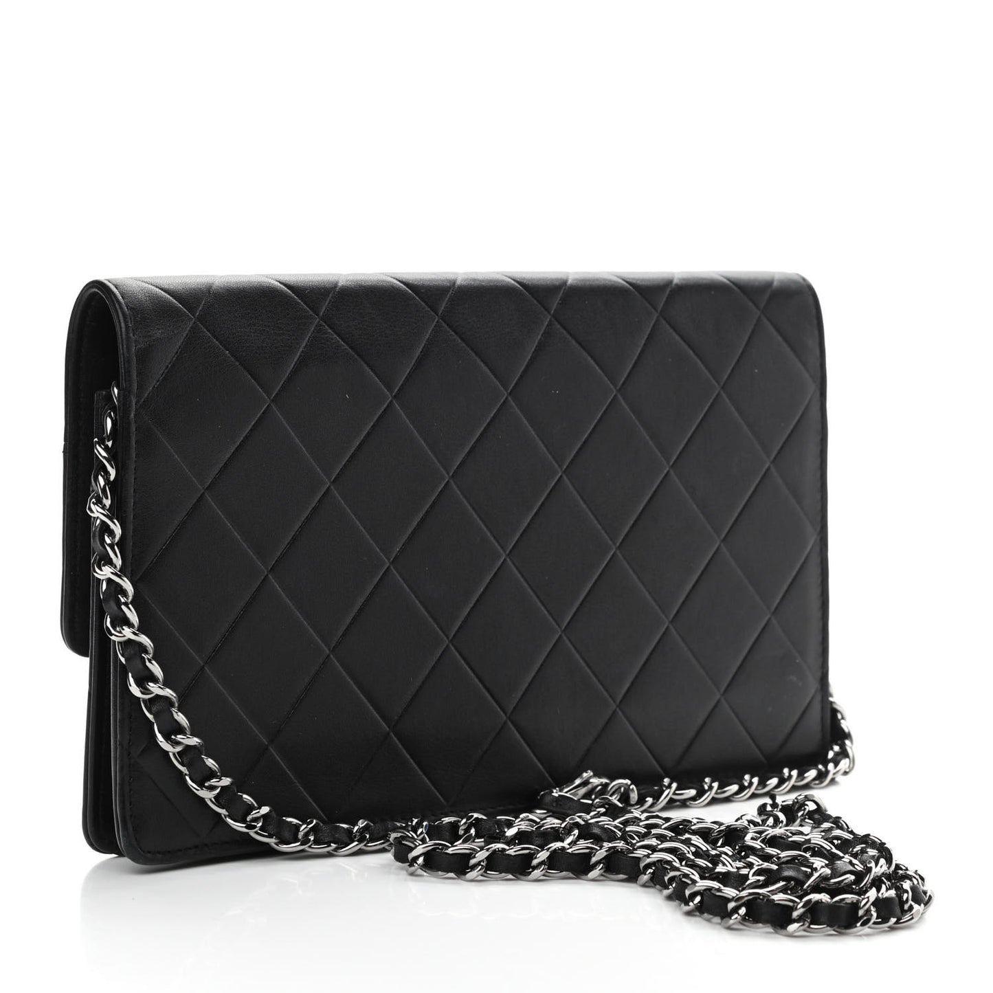 Lambskin Embossed Lax Wallet On Chain WOC Black