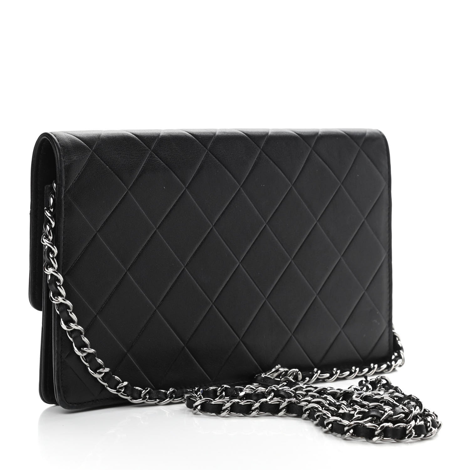 Chanel Lambskin Embossed Lax Wallet On Chain WOC Black 3 of 11