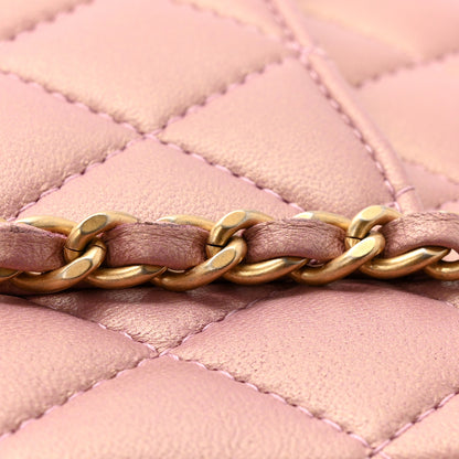 Chanel Iridescent Lambskin Quilted Mini Top Handle Rectangular Flap Pink 12 of 13