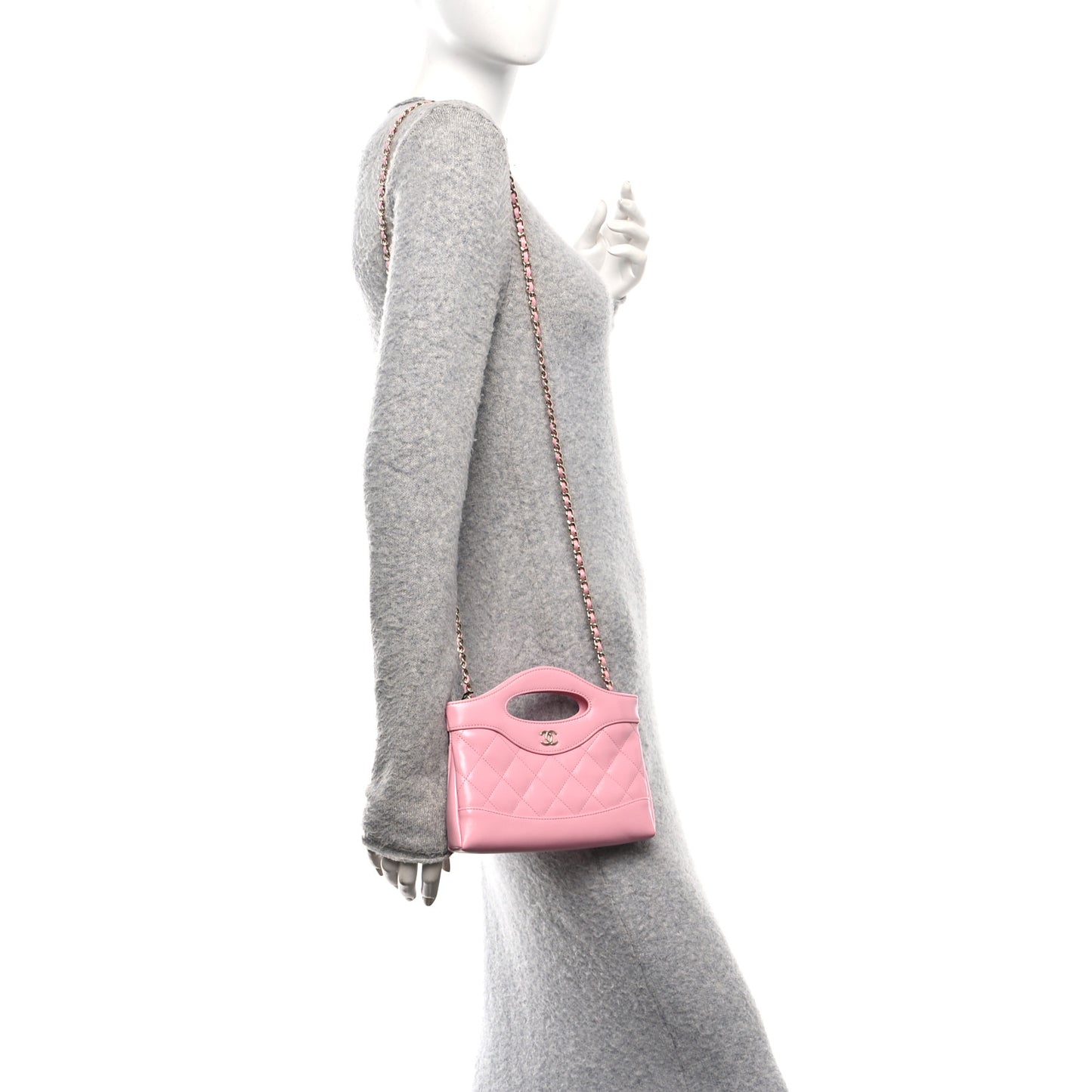Shiny Lambskin Quilted Nano 31 Shopping Bag Pink