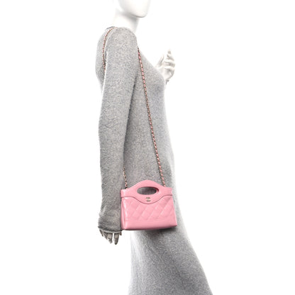 Chanel Shiny Lambskin Quilted Nano 31 Shopping Bag Pink 2 of 11