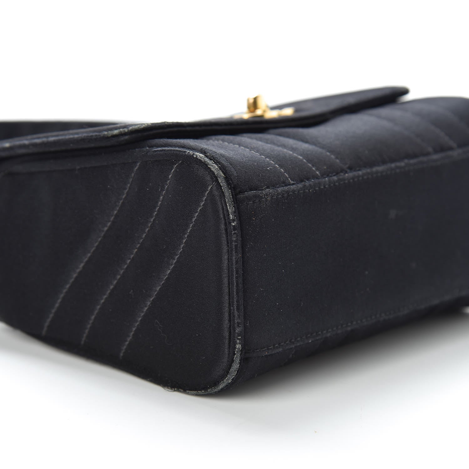 Chanel Satin Vertical Quilt Mini Flap Shoulder Bag Black 9 of 15